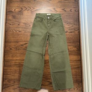 L’AGENCE olive green jeans size 25 wide leg cropped